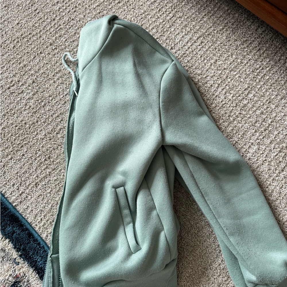Sage Green Zip-Up Hoodie